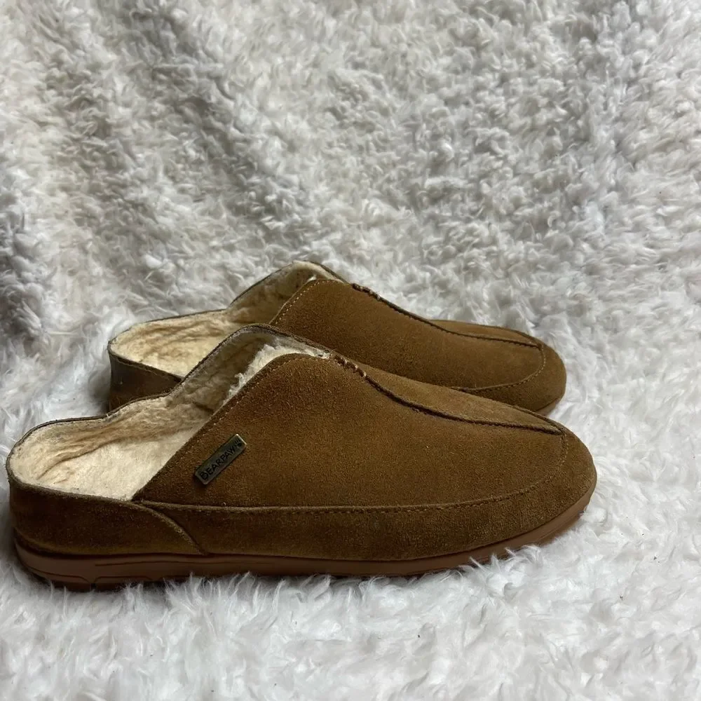 Bear Paw Bruce Men  suede slippers wool blend lining sheepskin footbed SZ10